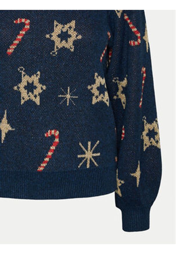 Pieces Sweter Sugar 17152789 Granatowy Regular Fit. Kolor: niebieski. Materiał: syntetyk