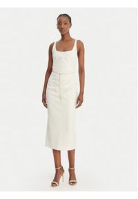 Hugo - HUGO Sukienka koktajlowa Kankeni 50558191 Écru Slim Fit. Materiał: syntetyk. Styl: wizytowy #3