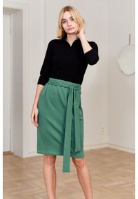 Marie Zélie - Spódnica Guarea ciemnozielona. Okazja: na co dzień. Kolor: zielony. Materiał: bawełna, dzianina, materiał, elastan, skóra, guma. Styl: casual #5