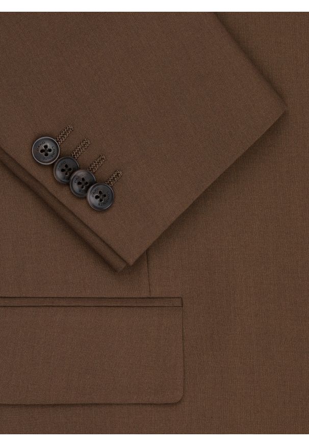 Pako Lorente - PAKO LORENTE - Gładki brązowy garnitur męski. Kolor: brązowy. Materiał: poliester, wiskoza, elastan. Wzór: gładki