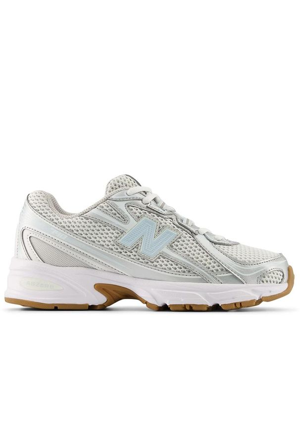 Buty młodzieżowe New Balance GR740AA - srebrne. Kolor: srebrny. Materiał: materiał, syntetyk. Szerokość cholewki: normalna. Sezon: lato. Sport: turystyka piesza