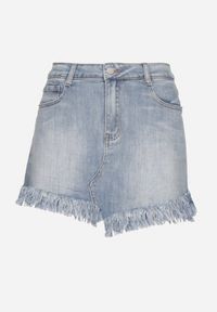 Born2be - Niebieskie Spódnico-Szorty Jeansowe z Ozdobnymi Przetarciami Galastra. Okazja: na co dzień. Kolor: niebieski. Materiał: jeans. Styl: klasyczny, casual, elegancki #6