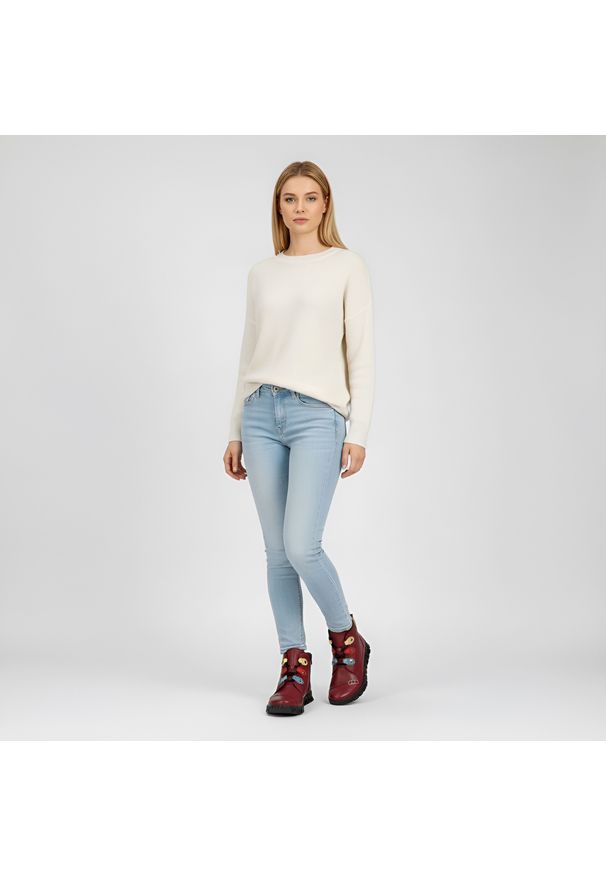 Czerwone Botki Armodo Skórzane Buty Damskie. Okazja: na co dzień. Kolor: czerwony. Materiał: skóra. Wzór: kolorowy. Styl: casual