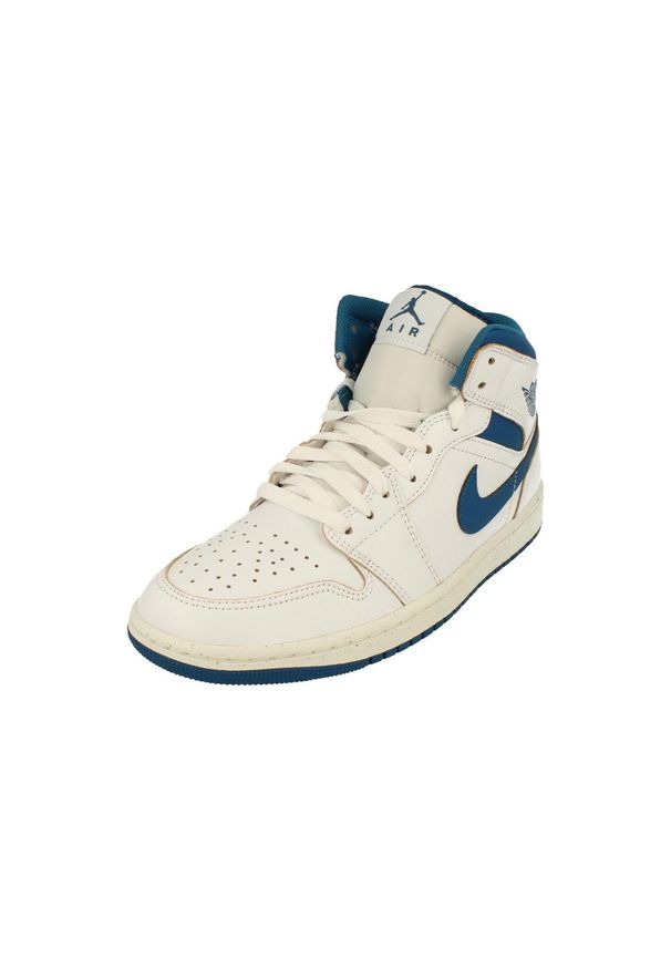 Buty do chodzenia męskie Nike Air Jordan 1 Mid. Kolor: biały. Materiał: materiał, skóra, tkanina, syntetyk. Sport: turystyka piesza