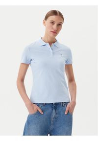 Tommy Jeans Polo Essential DW0DW20160 Błękitny Slim Fit. Typ kołnierza: polo. Kolor: niebieski. Materiał: bawełna