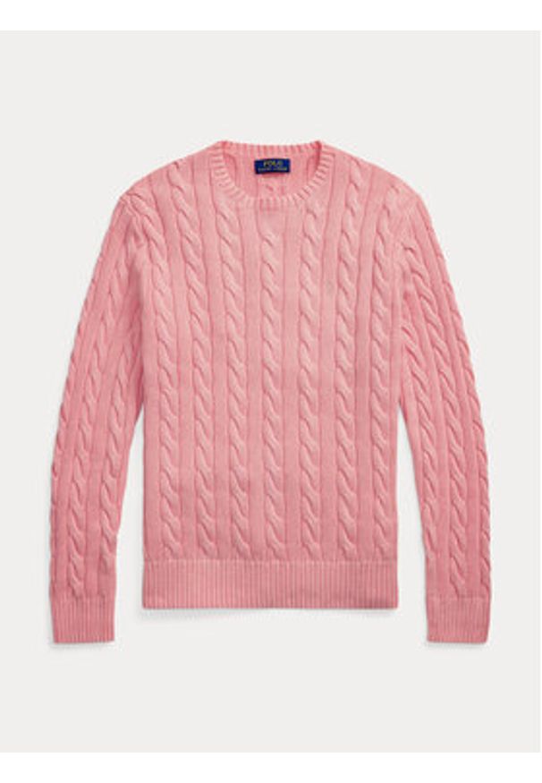Polo Ralph Lauren Sweter 710965867004 Różowy Regular Fit. Typ kołnierza: polo. Kolor: różowy. Materiał: bawełna