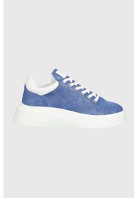 Answear Lab sneakersy. Nosek buta: okrągły. Zapięcie: sznurówki. Kolor: niebieski. Materiał: guma. Obcas: na platformie