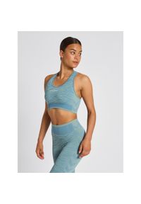 Damski bezszwowy biustonosz sportowy Hummel MT Saga. Kolor: wielokolorowy, niebieski, zielony. Sport: bieganie, fitness #1