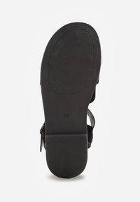 Renee - Czarne Sandały Gladiatorki z Imitacji Nubuku Zapinane na Sprzączkę Briannea. Zapięcie: sprzączka. Kolor: czarny. Materiał: nubuk. Wzór: haft. Sezon: lato. Styl: elegancki #3