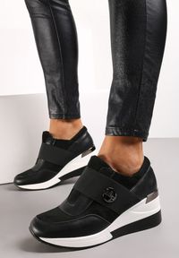 Renee - Czarne Sneakersy na Koturnie Chikela. Kolor: czarny. Obcas: na koturnie #2