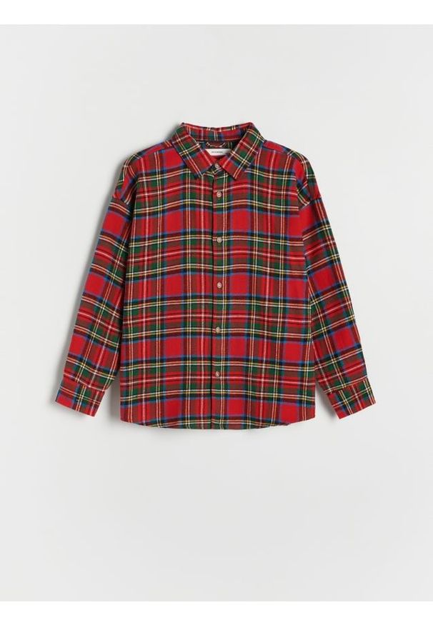 Reserved - Flanelowa koszula regular fit - czerwony. Kolor: czerwony. Materiał: bawełna, tkanina