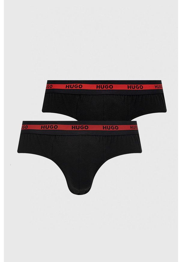 Hugo - HUGO slipy (2-pack) męskie kolor czarny. Kolor: czarny