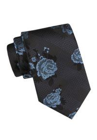 Męski Krawat - Angelo di Monti - Niebieskie Róże. Kolor: niebieski. Materiał: tkanina. Styl: elegancki, wizytowy
