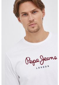 Pepe Jeans Longsleeve bawełniany Eggo Long kolor biały z nadrukiem. Okazja: na co dzień. Kolor: biały. Materiał: bawełna. Długość rękawa: długi rękaw. Wzór: nadruk. Styl: casual #5