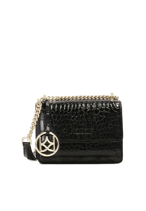 Kazar - Mała torebka z tłoczonej skóry. Kolor: czarny. Materiał: skórzane, z tłoczeniem. Rozmiar: małe. Rodzaj torebki: na ramię