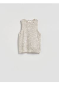 Reserved - Sweter z moherem i wełną - beżowy. Kolor: beżowy. Materiał: wełna, moher #1