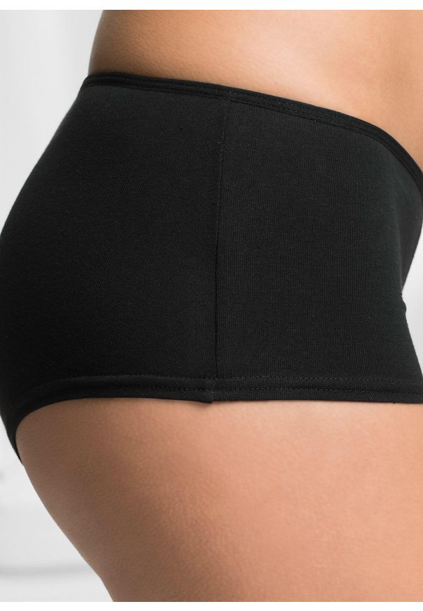 bonprix - Figi panty (5 par). Kolor: czarny. Materiał: materiał. Wzór: gładki, aplikacja, kwiaty