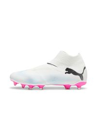 Buty do piłki nożnej Puma Future 7 Match Laceless FG/AG. Kolor: biały. Materiał: dzianina. Szerokość cholewki: normalna #1