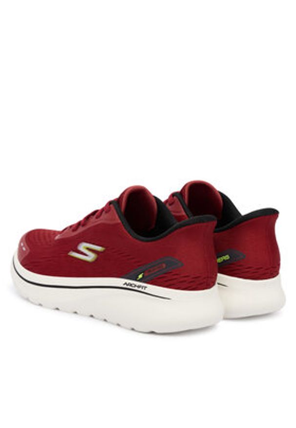 skechers - Skechers Sneakersy Go Walk Arch Fit N-Joy 217075 DKRD Bordowy. Kolor: czerwony. Materiał: materiał