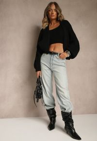 Renee - Czarny Niezapinany Kardigan z Wełną i Wiskozą z Dołączonym Topem Belvane. Kolor: czarny. Materiał: wełna, wiskoza. Długość rękawa: na ramiączkach