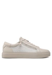 Calvin Klein Sneakersy Low Top Lace Up W/Zip Mono HM0HM01059 Beżowy. Kolor: beżowy. Materiał: skóra