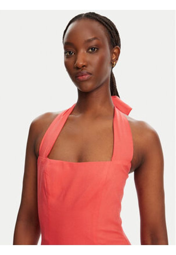 BARDOT - Bardot Sukienka koktajlowa Marabella Halter 59803DB1 Koralowy Regular Fit. Typ kołnierza: dekolt halter. Kolor: pomarańczowy. Materiał: wiskoza. Styl: wizytowy