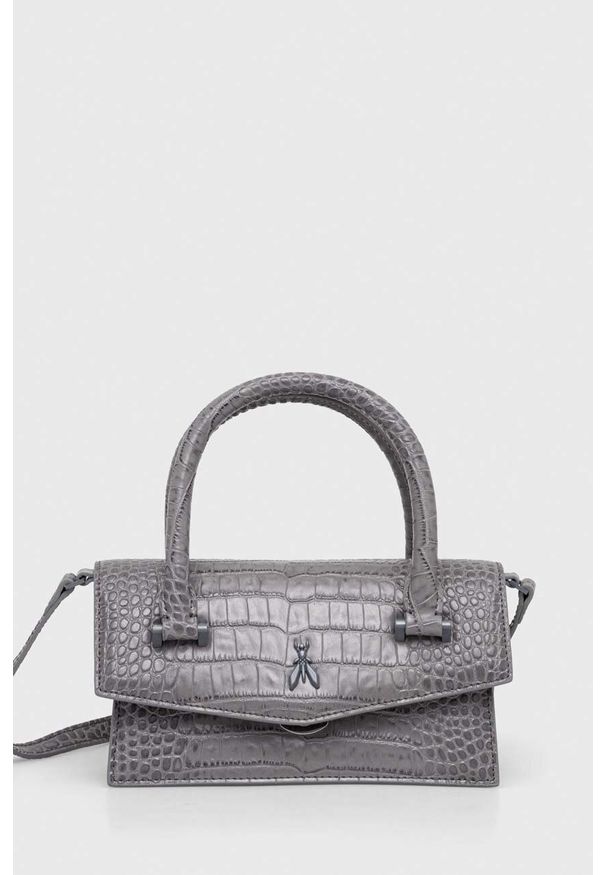 Patrizia Pepe torebka skórzana kolor szary. Kolor: szary. Materiał: skórzane