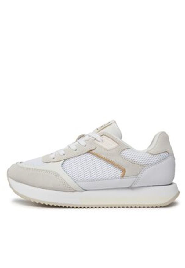 TOMMY HILFIGER - Tommy Hilfiger Sneakersy Essential Elevated Runner FW0FW07700 Biały. Kolor: biały. Materiał: zamsz, skóra