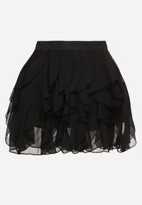 Born2be - Czarne Spódnico-Szorty z Falbankami Vikavira. Okazja: na co dzień, na spotkanie biznesowe. Kolor: czarny. Styl: biznesowy, elegancki, casual #5