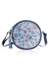 Listonoszka skórzana PAOLO PERUZZI GA401 niebieska. Kolor: niebieski. Wzór: kwiaty. Materiał: skórzane. Styl: elegancki. Rodzaj torebki: na ramię #1