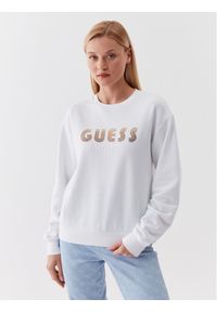 Guess Bluza W3YQ13 K8802 Biały Relaxed Fit. Kolor: biały. Materiał: syntetyk, bawełna