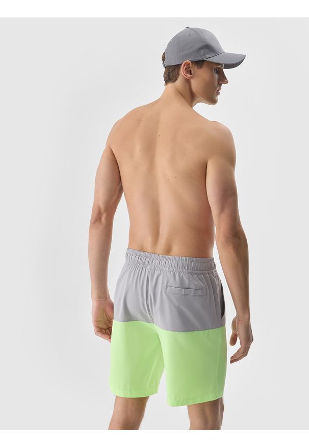 4f - 4F Spodenki plażowe męskie - szare S. Kolor: szary. Materiał: włókno, materiał, elastan, syntetyk. Długość: krótkie