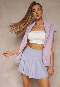 Renee - Jasnofioletowe Spódnico-Szorty High Waist Lumivine. Okazja: na co dzień. Stan: podwyższony. Kolor: fioletowy. Styl: elegancki, casual #4