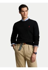 Polo Ralph Lauren Sweter 710810846020 Czarny Regular Fit. Typ kołnierza: polo. Kolor: czarny. Materiał: bawełna