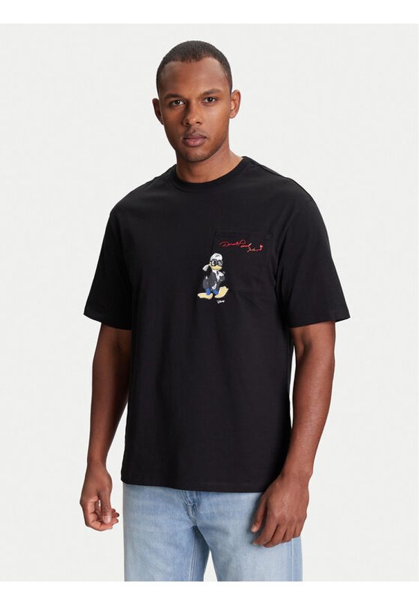 Karl Lagerfeld - KARL LAGERFELD T-Shirt 755097 553270 Czarny Regular Fit. Typ kołnierza: dekolt w karo. Kolor: czarny. Materiał: bawełna