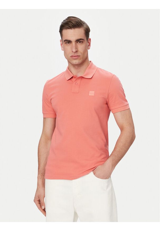 BOSS Polo Passenger 50507803 Czerwony jasny Slim Fit. Typ kołnierza: polo. Kolor: czerwony. Materiał: bawełna