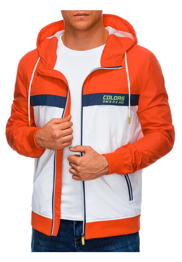 Pomarańczowa kurtka Ombre Clothing z nadrukiem, na wiosnę