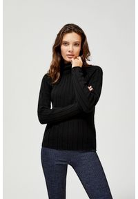 MOODO - Prążkowany sweter. Materiał: prążkowany. Długość rękawa: długi rękaw. Długość: długie
