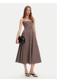 STAUD Sukienka letnia Wylie R25S2108YP Beżowy Slim Fit. Kolor: beżowy. Materiał: bawełna. Sezon: lato
