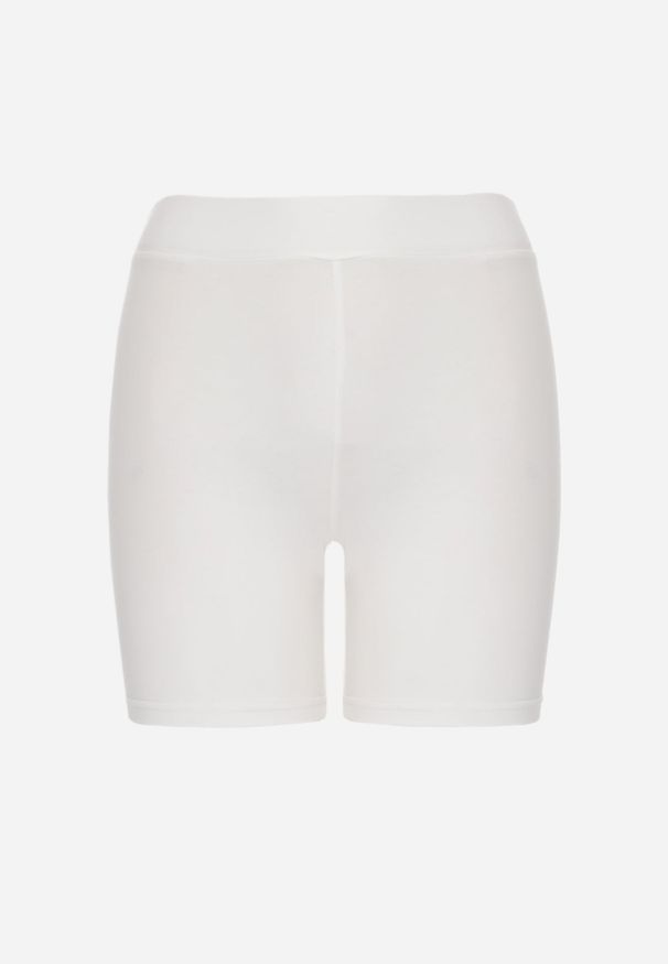 Renee - Białe Gładkie Szorty Biker Shorts z Bawełny Retusea. Okazja: na co dzień, na spacer. Kolor: biały. Materiał: bawełna. Długość: krótkie. Wzór: gładki. Styl: sportowy, casual