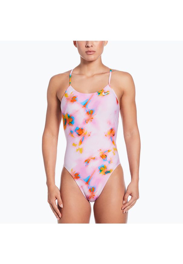 Strój pływacki jednoczęściowy damski Nike Hydrastrong Cutout. Kolor: różowy