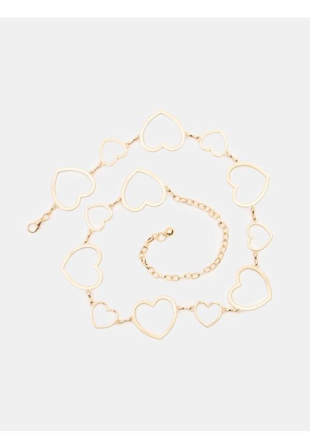 Sinsay - Ozdobny metalowy pasek łańcuszkowy z motywem serca - złoty. Kolor: złoty