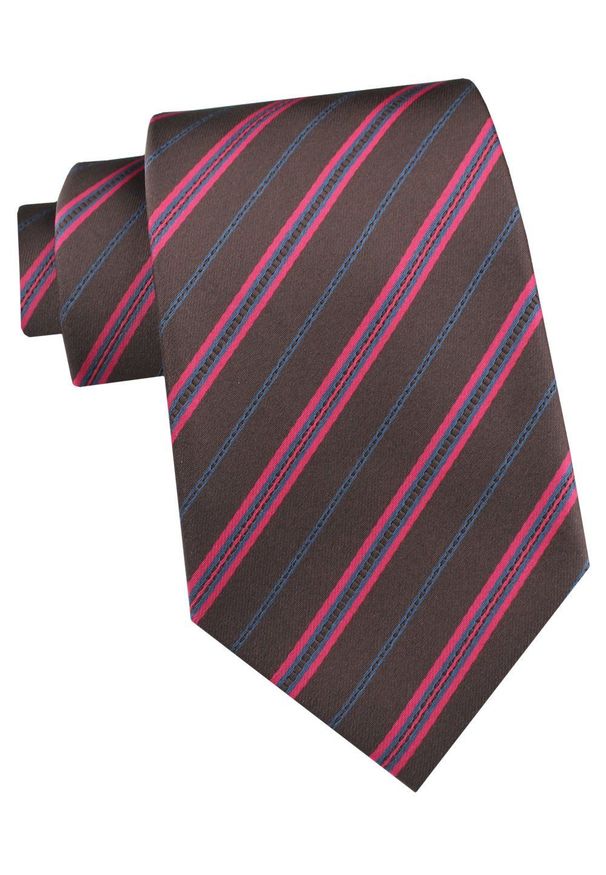 Krawat Męski - Angelo di Monti - Brązowy w Prążki. Kolor: brązowy, beżowy, wielokolorowy. Materiał: tkanina. Wzór: prążki. Styl: elegancki, wizytowy