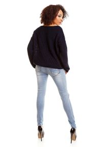 PeeKaBoo - Klasyczny, krótki sweter typu oversize z dekoltem V. Typ kołnierza: dekolt w serek. Materiał: akryl. Długość: krótkie. Wzór: ze splotem. Styl: klasyczny #3