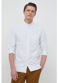 Pepe Jeans koszula bawełniana Leyton męska kolor niebieski regular ze stójką. Typ kołnierza: kołnierzyk stójkowy. Kolor: niebieski. Materiał: bawełna #1