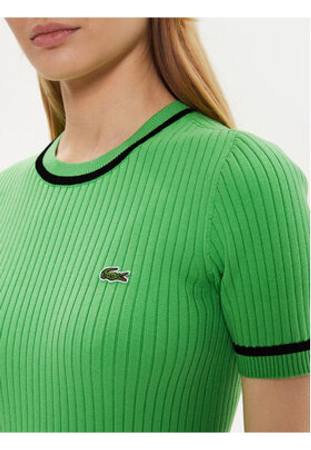 Lacoste Sweter AF6946 Zielony Slim Fit. Kolor: zielony. Materiał: syntetyk