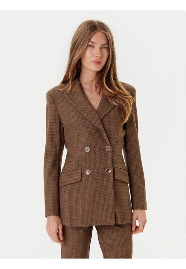 Marella Marynarka Agile 2523046201 Brązowy Regular Fit. Kolor: brązowy. Materiał: syntetyk