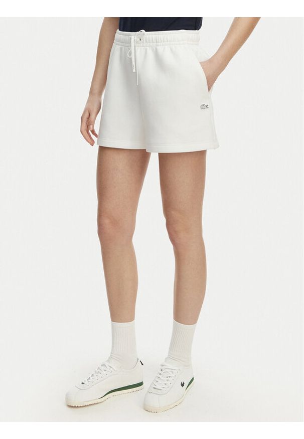 Lacoste Szorty sportowe GF9991 Biały Regular Fit. Kolor: biały. Materiał: bawełna