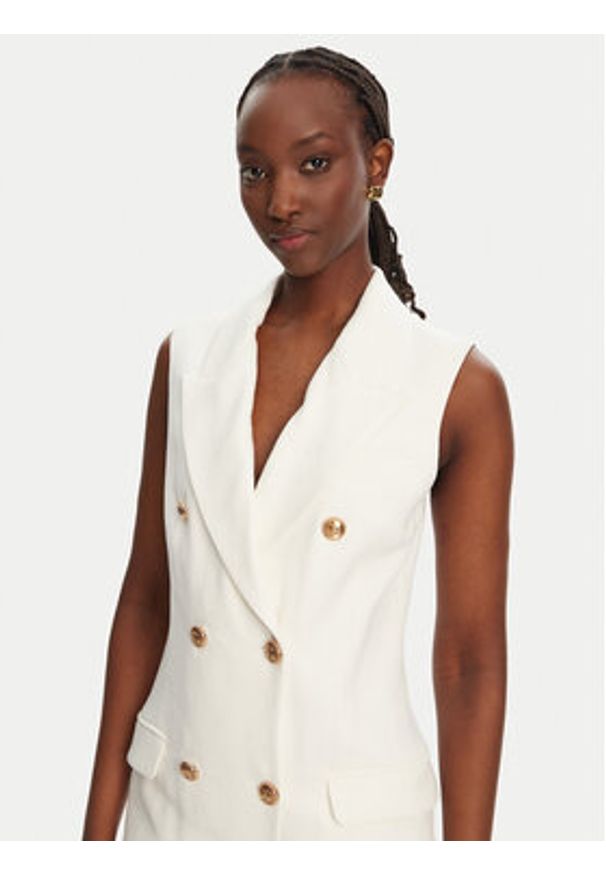 Elisabetta Franchi Sukienka koszulowa AB85352E2 360 Biały Regular Fit. Kolor: biały. Materiał: len. Typ sukienki: koszulowe