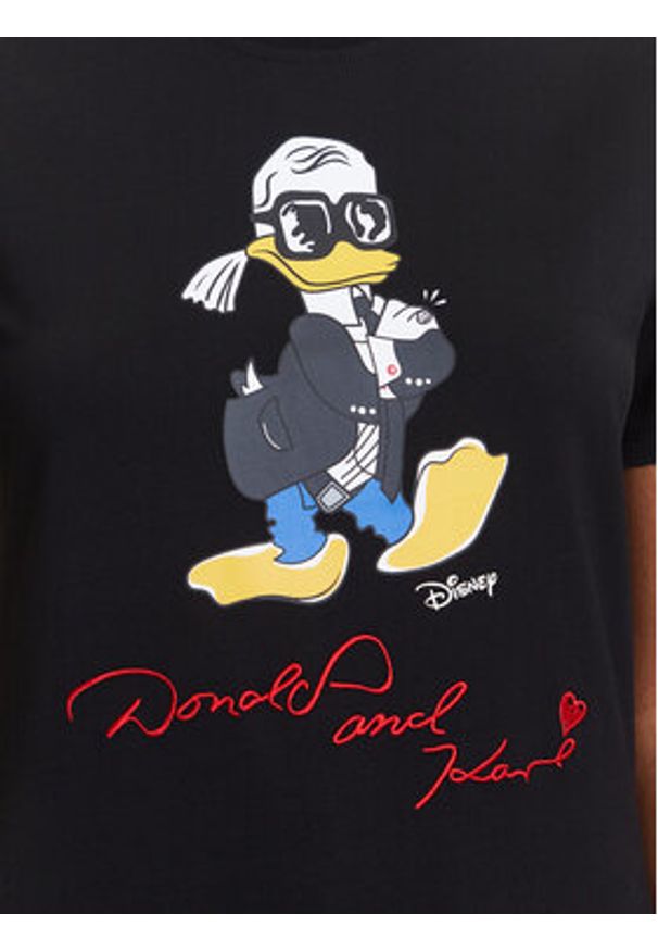 Karl Lagerfeld - KARL LAGERFELD T-Shirt A3W17090 Czarny Regular Fit. Typ kołnierza: dekolt w karo. Kolor: czarny. Materiał: bawełna